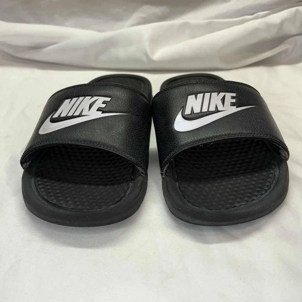 Nike Benassi JDI Sandlas Mens Size 8 Black White Slip On Slides 343880-090